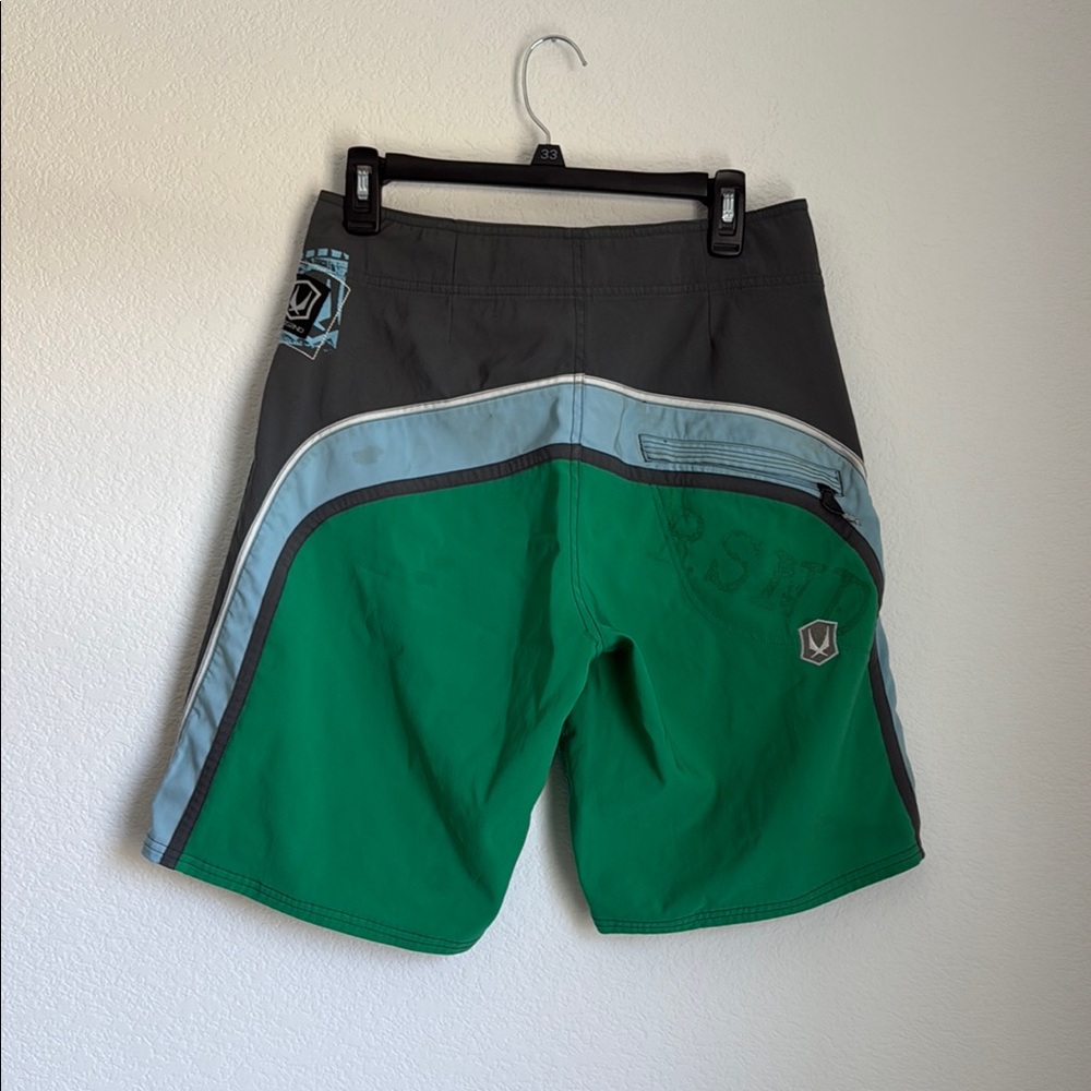 Dynamic Green and Gray Board Shorts for Swim - Picture 3 of 10
